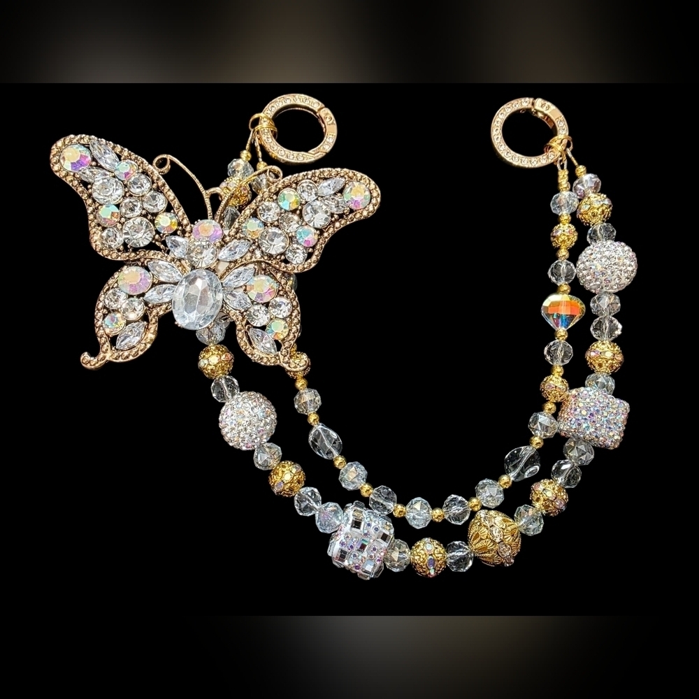 Crystal Luxe Butterfly Beaded Bag Charm